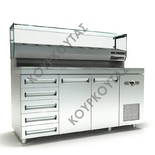 ΨΥΓΕΙΟ ΠΙΤΣΑΣ ΜΕ ΠΟΡΤΕΣ GN- 5 ΟΥΔΕΤΕΡΑ ΣΥΡΤΑΡΙΑ ΚΑΙ ΜΗΧΑΝΗ ΔΕΞΙΑ ΣΕΙΡΑ 75 PSM-PIZZA5S