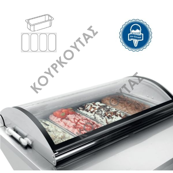 Βιτρίνα σερβιρίσματος παγωτού 700228 - 4 γεύσεων επιτραπέζια μεταχειρισμένη 1 ΜΗΝΑ - Image 3