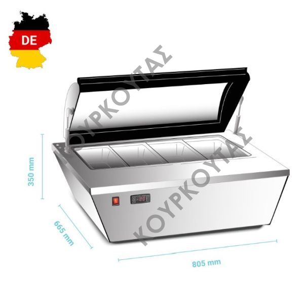 Βιτρίνα σερβιρίσματος παγωτού 700228 - 4 γεύσεων επιτραπέζια μεταχειρισμένη 1 ΜΗΝΑ - Image 2