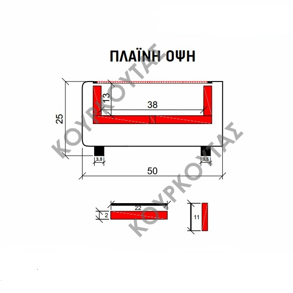 ΚΑΡΒΟΥΝΙΕΡΑ ΕΠΙΤΡΑΠΕΖΙΑ ΜΟΝΗ CGS1 50x50x27 - Image 2