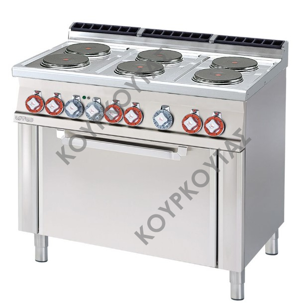 ΚΟΥΖΙΝΑ ΗΛΕΚΤΡΙΚΗ 6 ΕΣΤΙΩΝ ΜΕ ΗΛΕΚΤΡΙΚΟ ΦΟΥΡΝΟ CF6-610ET LOTUS