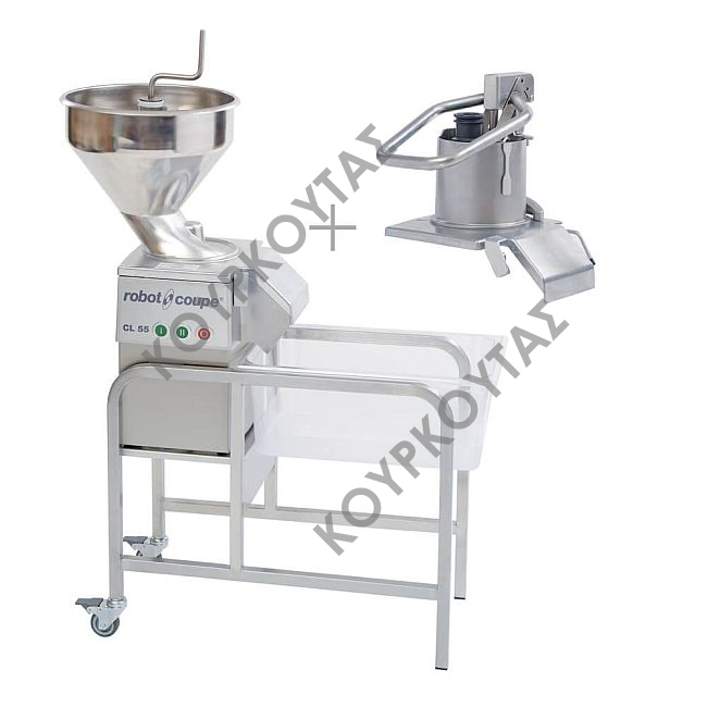 Κοπτικό μηχάνημα ROBOT COUPE CL55 με 2 στόμια τροφοδοσίας (λεβιέ + αυτόματη χοάνη) & τροχήλατη βάση