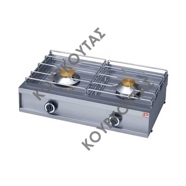 Εστία αερίου πάγκου με δύο καυστήρες Panaritis GL 250