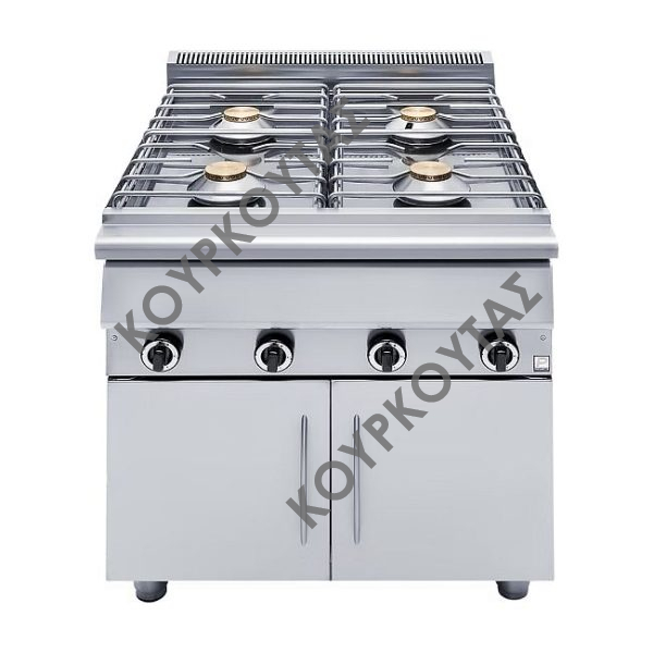 Φλόγιστρο 4 εστιών αερίου χαμηλής πίεσης GH 490 σε βάση κλειστή με πόρτες Panaritis