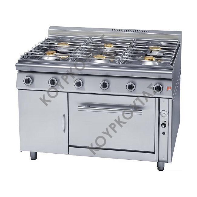 Κουζίνα αερίου / υγραερίου 6 καυστήρων με φούρνο GCOV 670 Panaritis