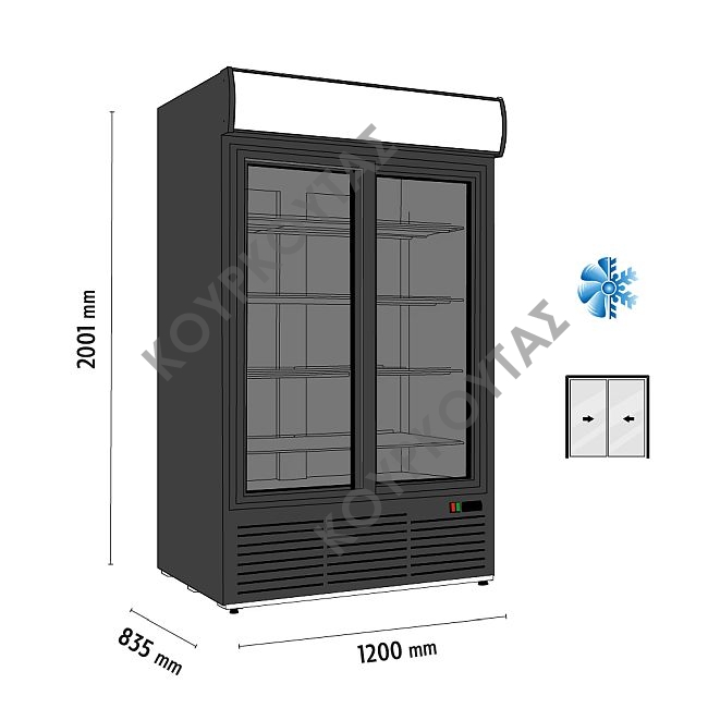 Βιτρίνα συντήρησης αναψυκτικών S1300 SC DD BLACK Μetalfrio - Image 2